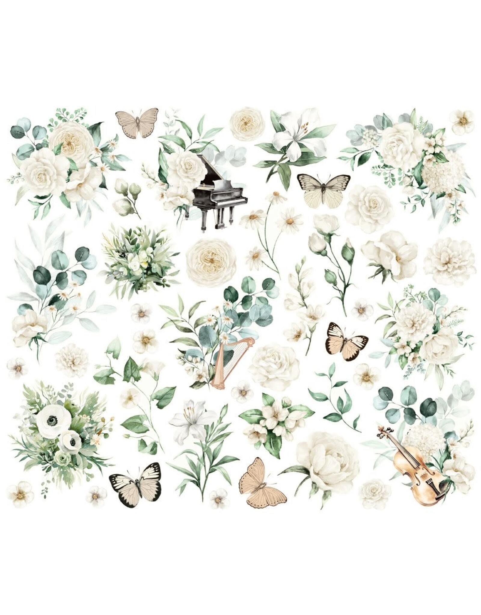 SIMPLE STORIES SIMPLE STORIES VINTAGE TIMELESS HARMONY FLORAL BITS & PIECES 42/PK