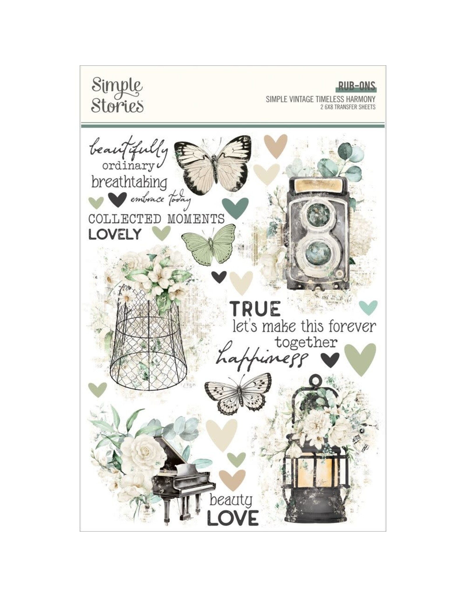 SIMPLE STORIES SIMPLE STORIES VINTAGE TIMELESS HARMONY 6x8 RUB-ONS 2/PK