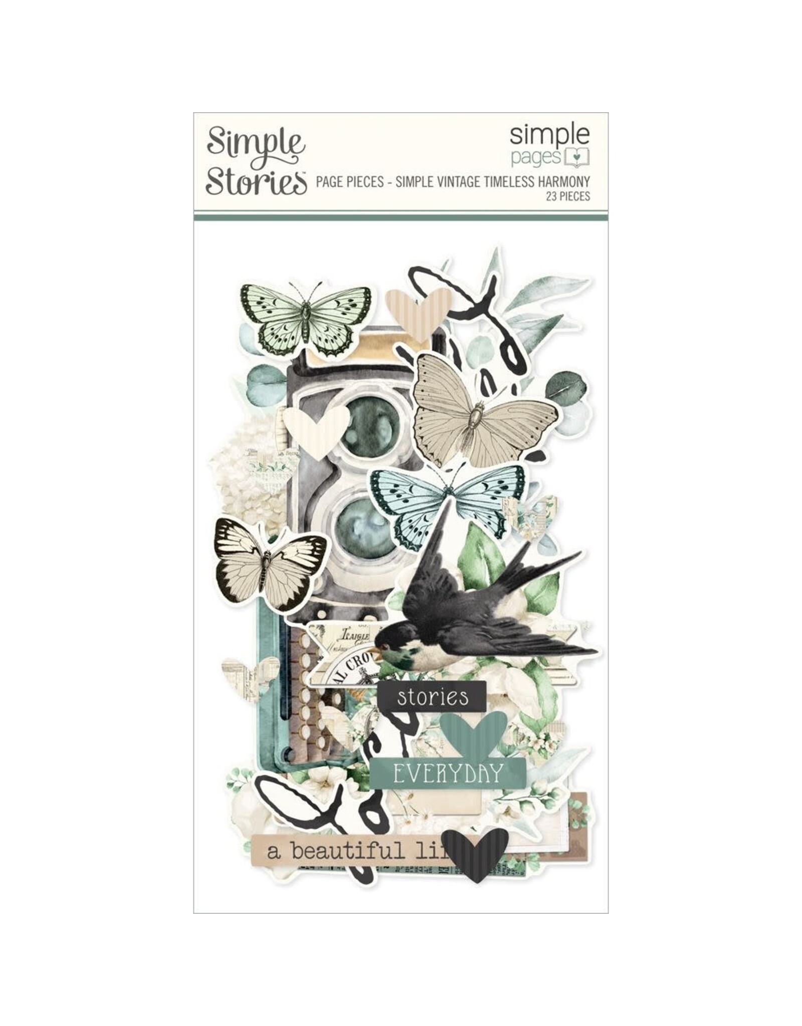 SIMPLE STORIES SIMPLE STORIES SIMPLE PAGES VINTAGE TIMELESS HARMONY PAGE PIECES 23/PK
