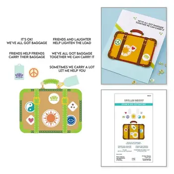 SPELLBINDERS SPELLBINDERS SHERI BALLANTYNE RETRO SUITCASE AND SENTIMENTS CLEAR STAMP & DIE SET