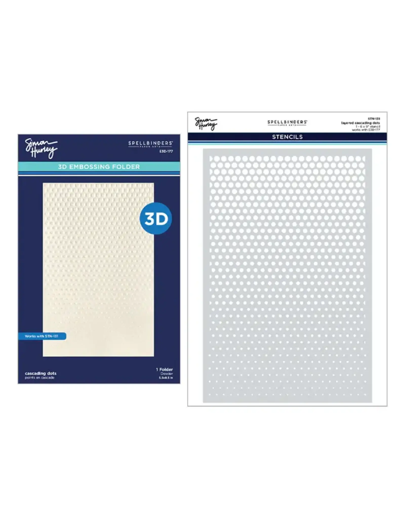 SPELLBINDERS SPELLBINDERS SIMON HURLEY CASCADING DOTS 3D EMBOSSING FOLDER AND STENCIL