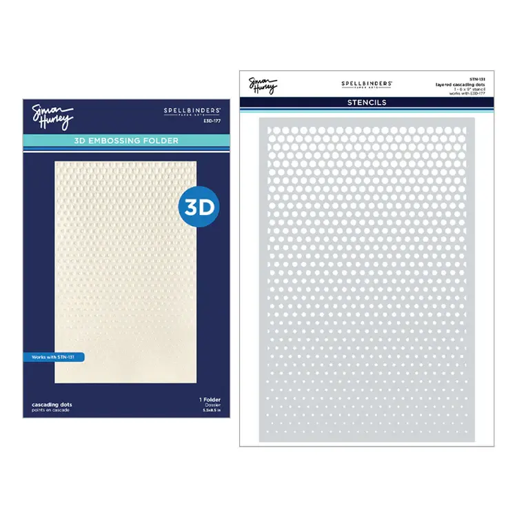 SPELLBINDERS SPELLBINDERS SIMON HURLEY CASCADING DOTS 3D EMBOSSING FOLDER AND STENCIL