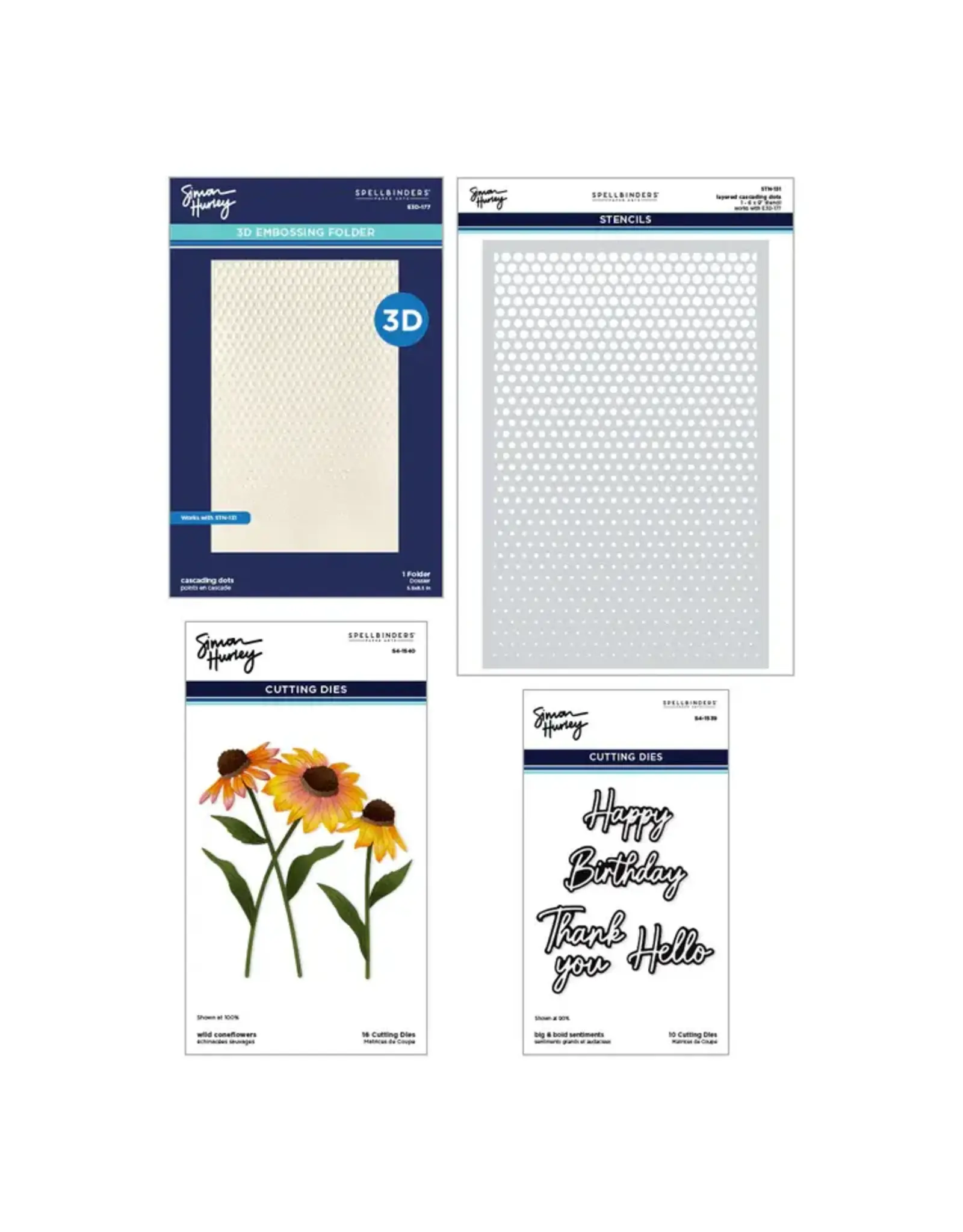 SPELLBINDERS SPELLBINDERS CASCADING CORNFLOWERS I WANT IT ALL! BUNDLE