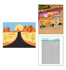 SPELLBINDERS SPELLBINDERS MINDY EGGEN CLASSIC ROAD LEGENDS 2.0 COLLECTION HIGHWAY HORIZONS STENCIL SET