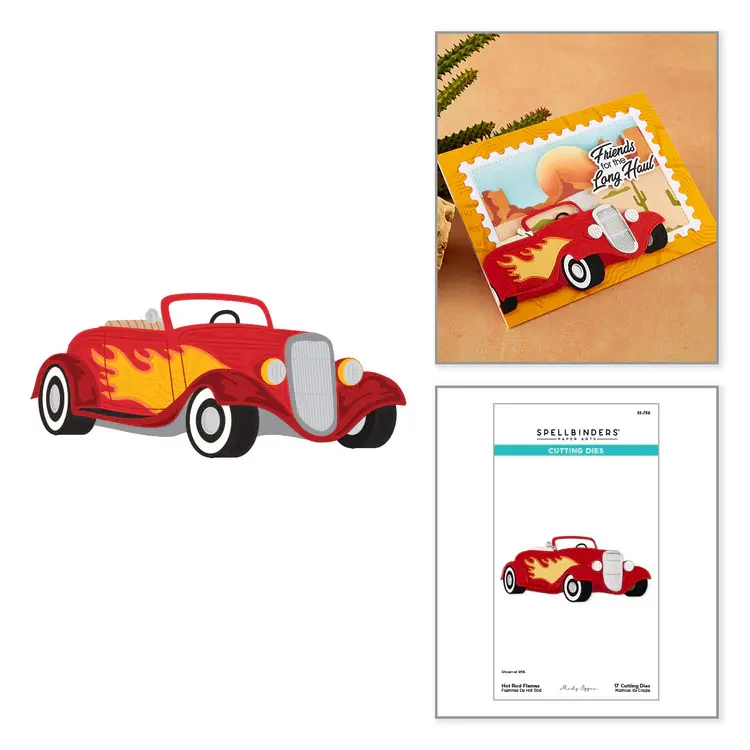 SPELLBINDERS SPELLBINDERS MINDY EGGEN THE CLASSIC ROAD LEGENDS 2.0 COLLECTION HOT ROD FLAMES ETCHED DIE SET