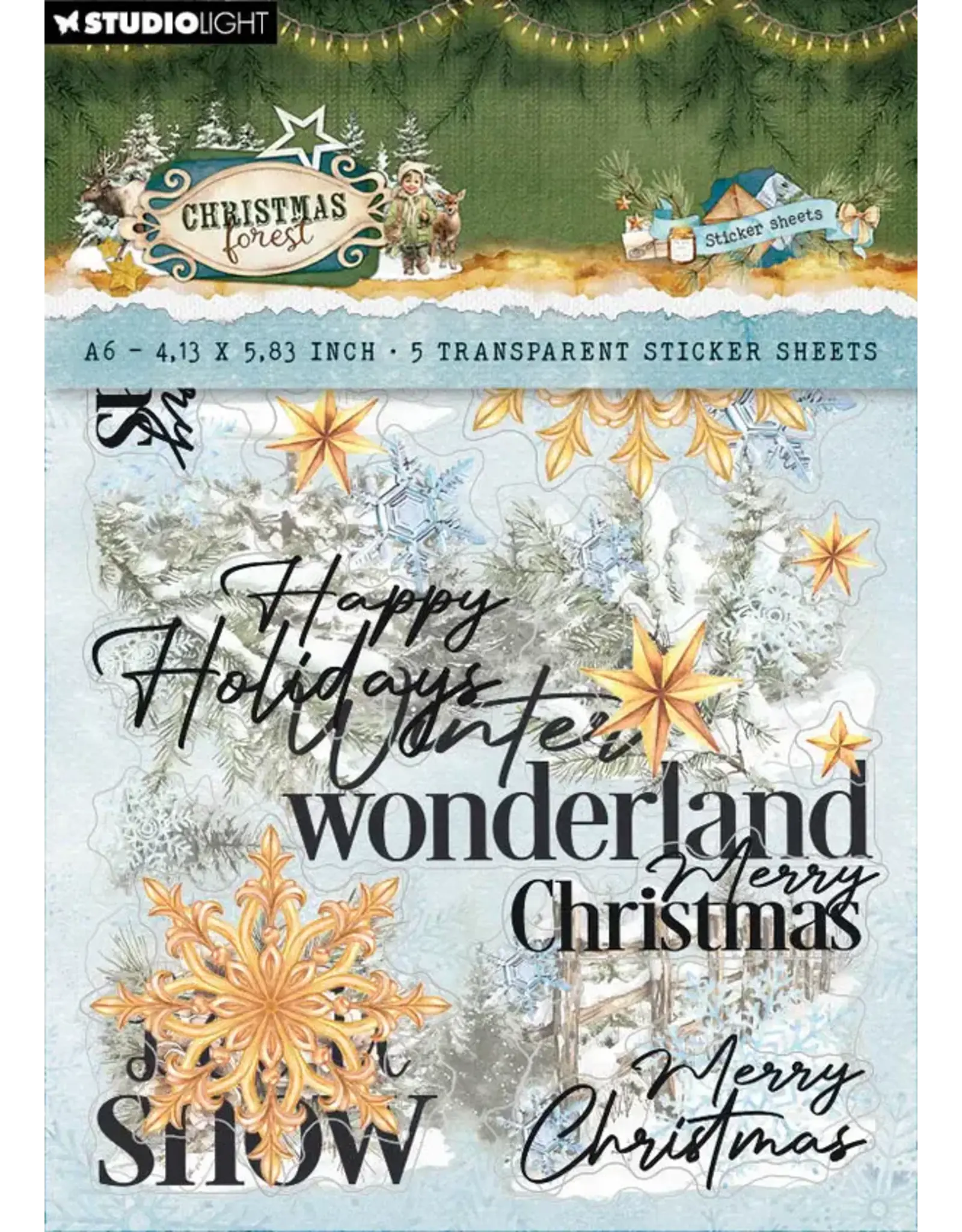 STUDIOLIGHT STUDIOLIGHT CHRISTMAS FOREST ELEMENTS & TEXTS STICKERS 5 SHEETS