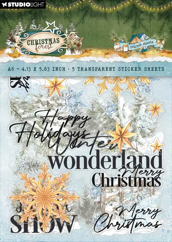 STUDIOLIGHT STUDIOLIGHT CHRISTMAS FOREST ELEMENTS & TEXTS STICKERS 5 SHEETS