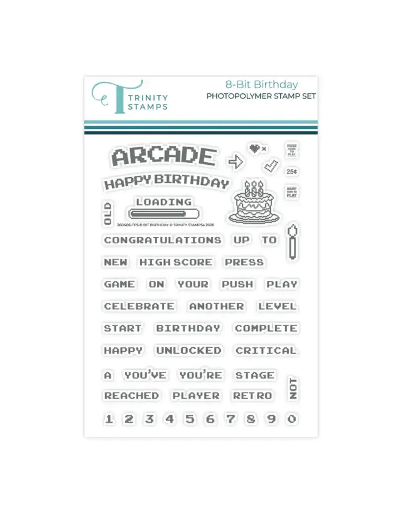 TRINITY STAMPS TRINITY STAMPS 8-BIT BIRTHDAY 4x6 CLEAR STAMP SET