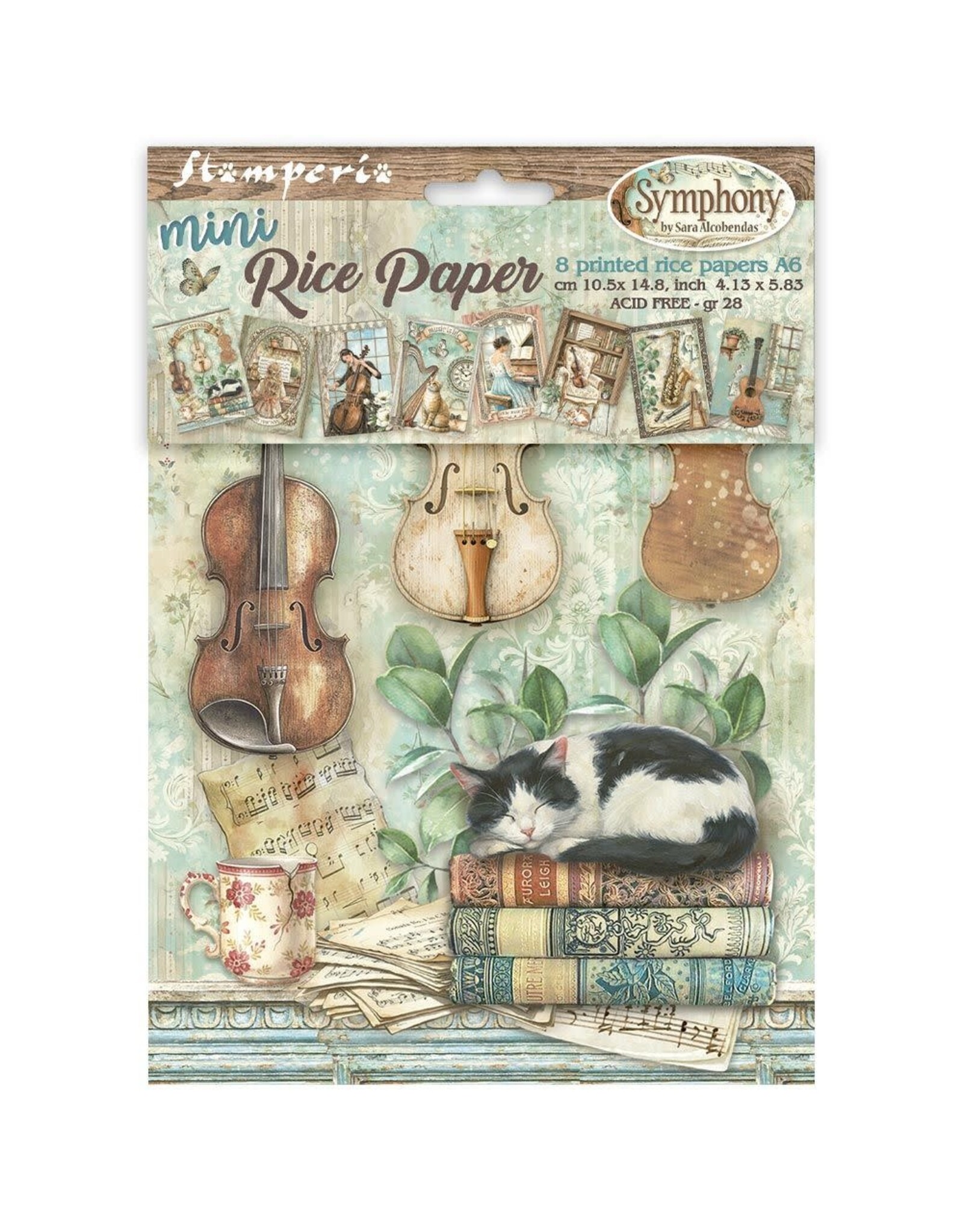 STAMPERIA STAMPERIA SYMPHONY A6 MINI RICE PAPER 8/PK