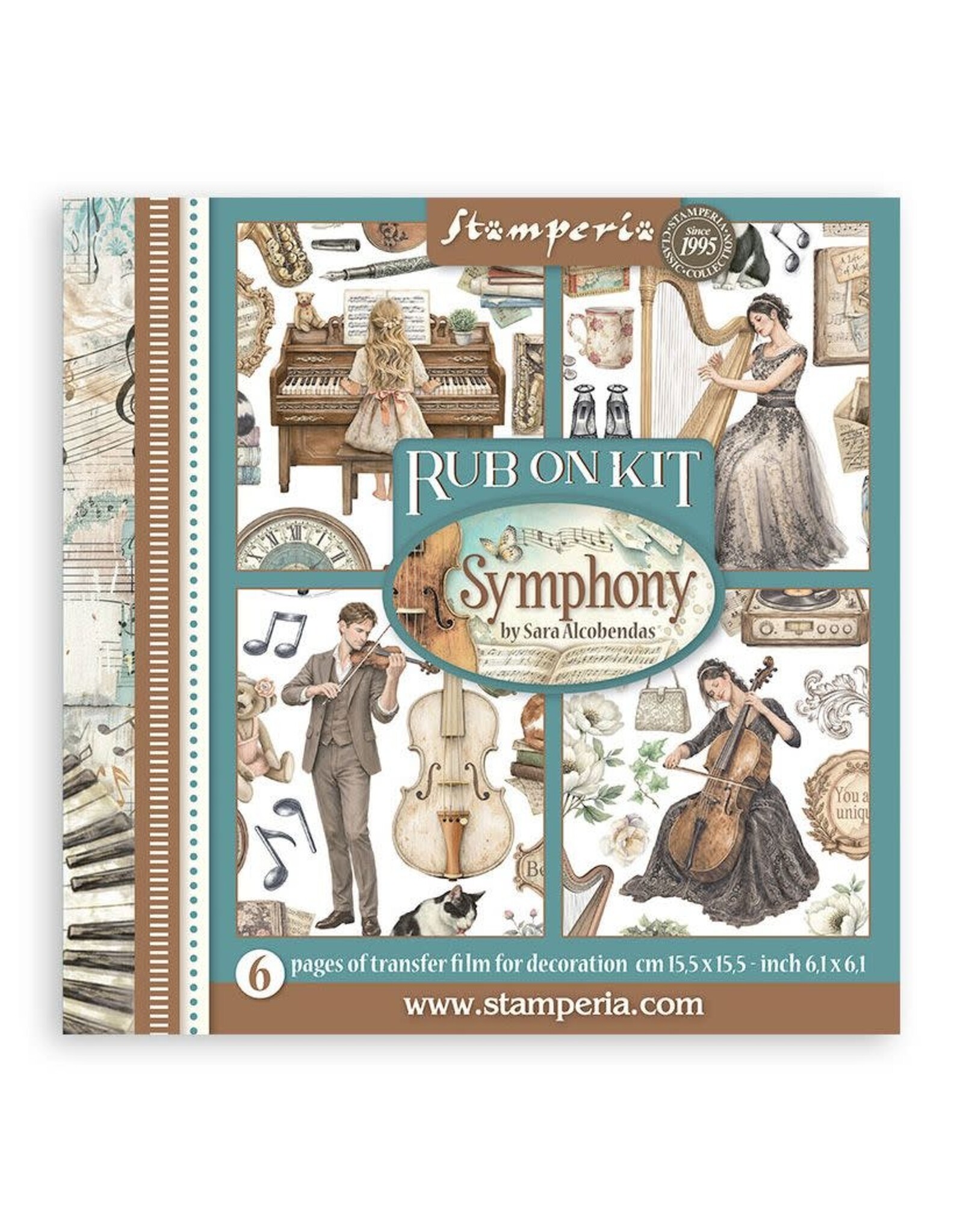 STAMPERIA STAMPERIA SYMPHONY ASSORTED RUB-ONS 6/PK