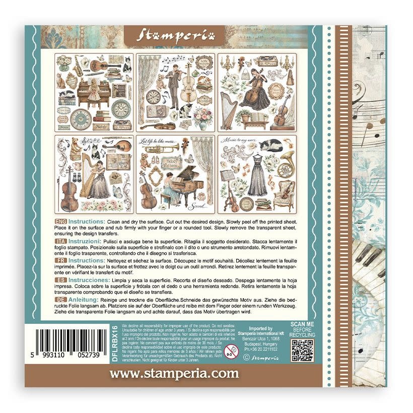 STAMPERIA STAMPERIA SYMPHONY ASSORTED RUB-ONS 6/PK