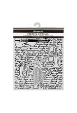 STAMPERIA STAMPERIA SYMPHONY VIOLIN, TRUMPET, HARP 20x25cm STENCIL