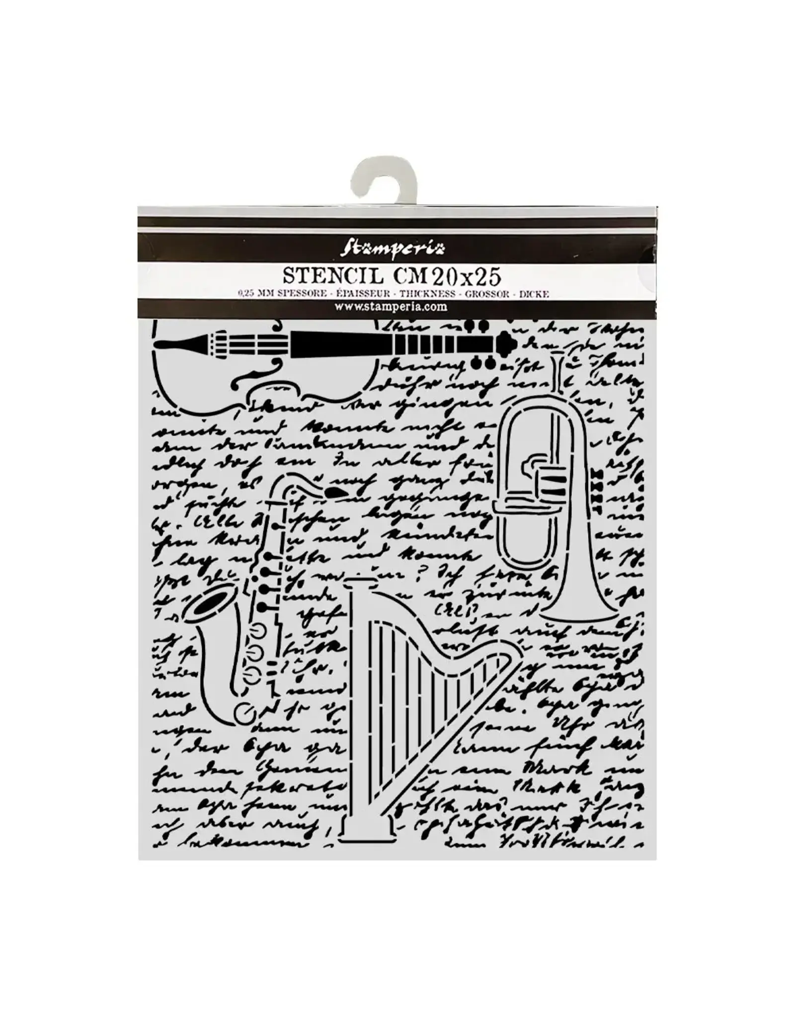 STAMPERIA STAMPERIA SYMPHONY VIOLIN, TRUMPET, HARP 20x25cm STENCIL