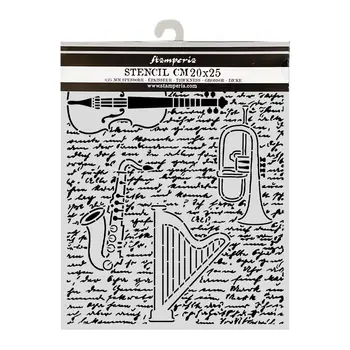 STAMPERIA STAMPERIA SYMPHONY VIOLIN, TRUMPET, HARP 20x25cm STENCIL