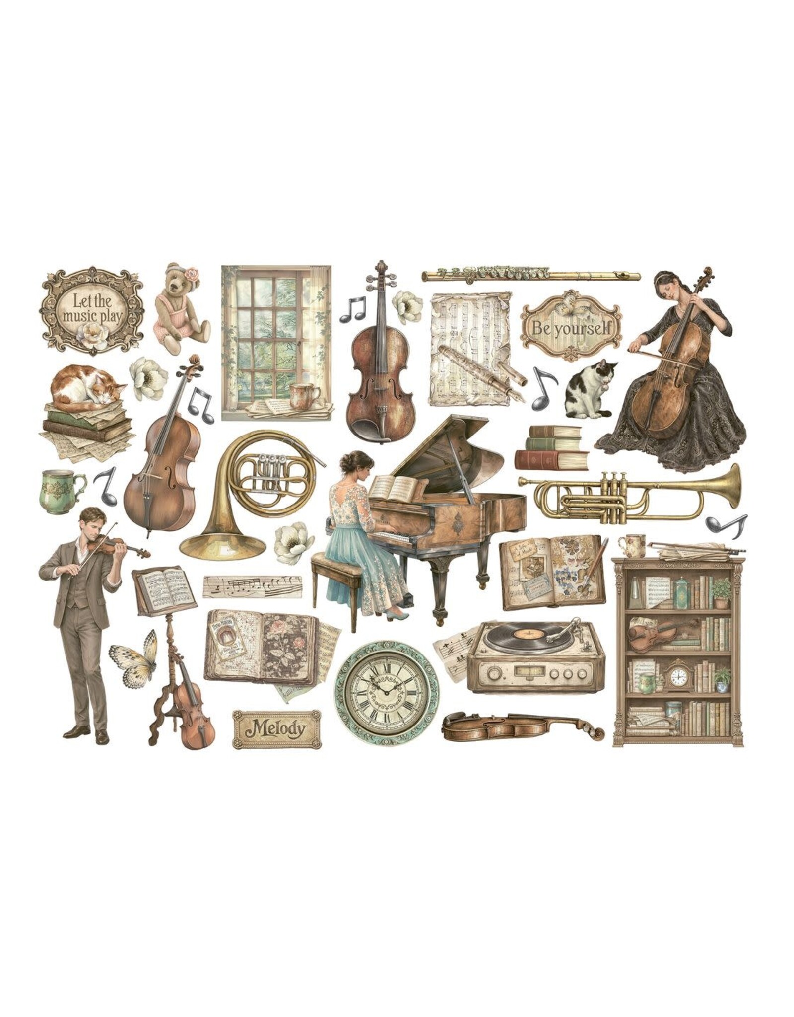 STAMPERIA STAMPERIA SYMPHONY EPHEMERA ADHESIVE PAPER CUT OUTS