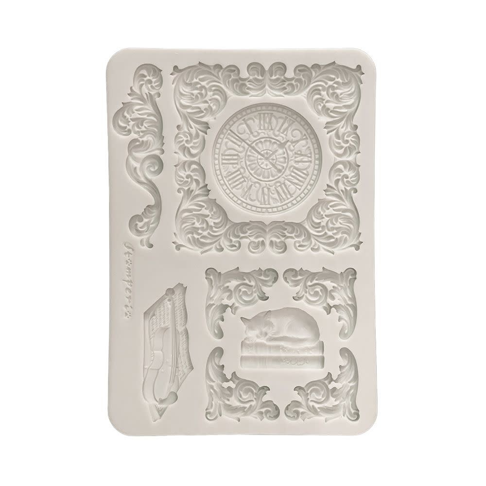 STAMPERIA STAMPERIA SYMPHONY CLOCK AND CAT A5 SILICONE MOULD