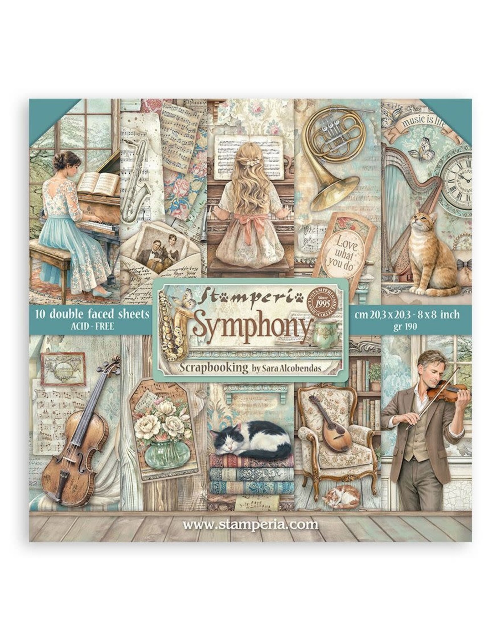 STAMPERIA STAMPERIA SYMPHONY 8x8 PAPER PACK 10 SHEETS