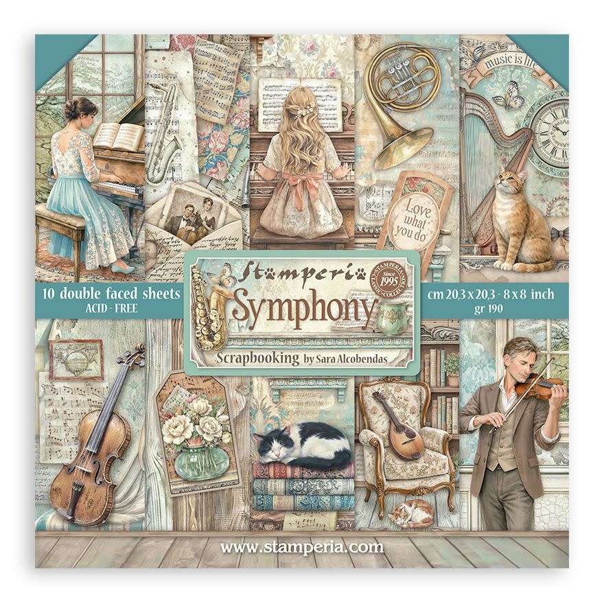 STAMPERIA STAMPERIA SYMPHONY 8x8 PAPER PACK 10 SHEETS