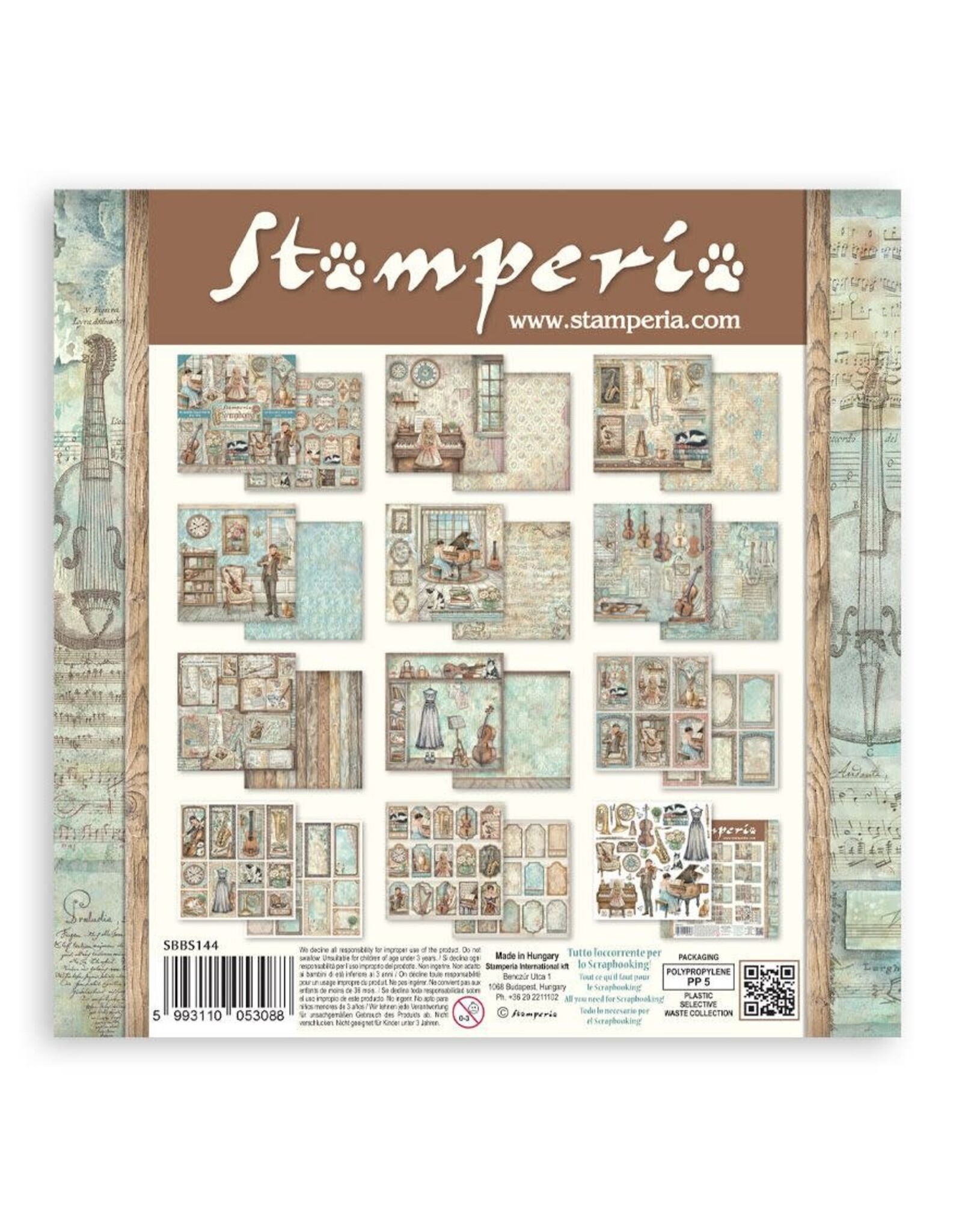 STAMPERIA STAMPERIA SYMPHONY 8x8 PAPER PACK 10 SHEETS
