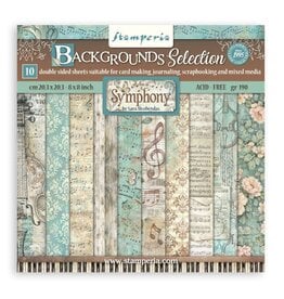 STAMPERIA STAMPERIA SYMPHONY BACKGROUNDS SELECTION 8x8 PAPER PACK 10 SHEETS
