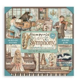 STAMPERIA STAMPERIA SYMPHONY MAXI PAD 8x8 PAPER PACK 22 SINGLE FACED SHEETS