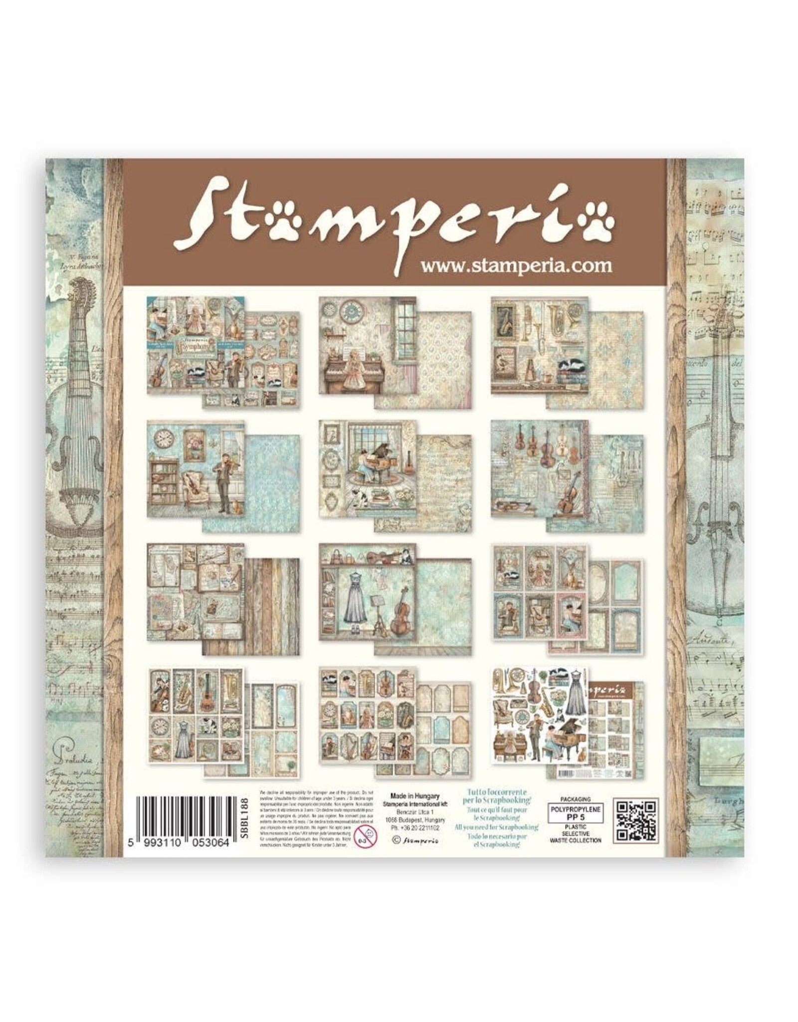 STAMPERIA STAMPERIA SYMPHONY 12x12 PAPER PACK 10 SHEETS