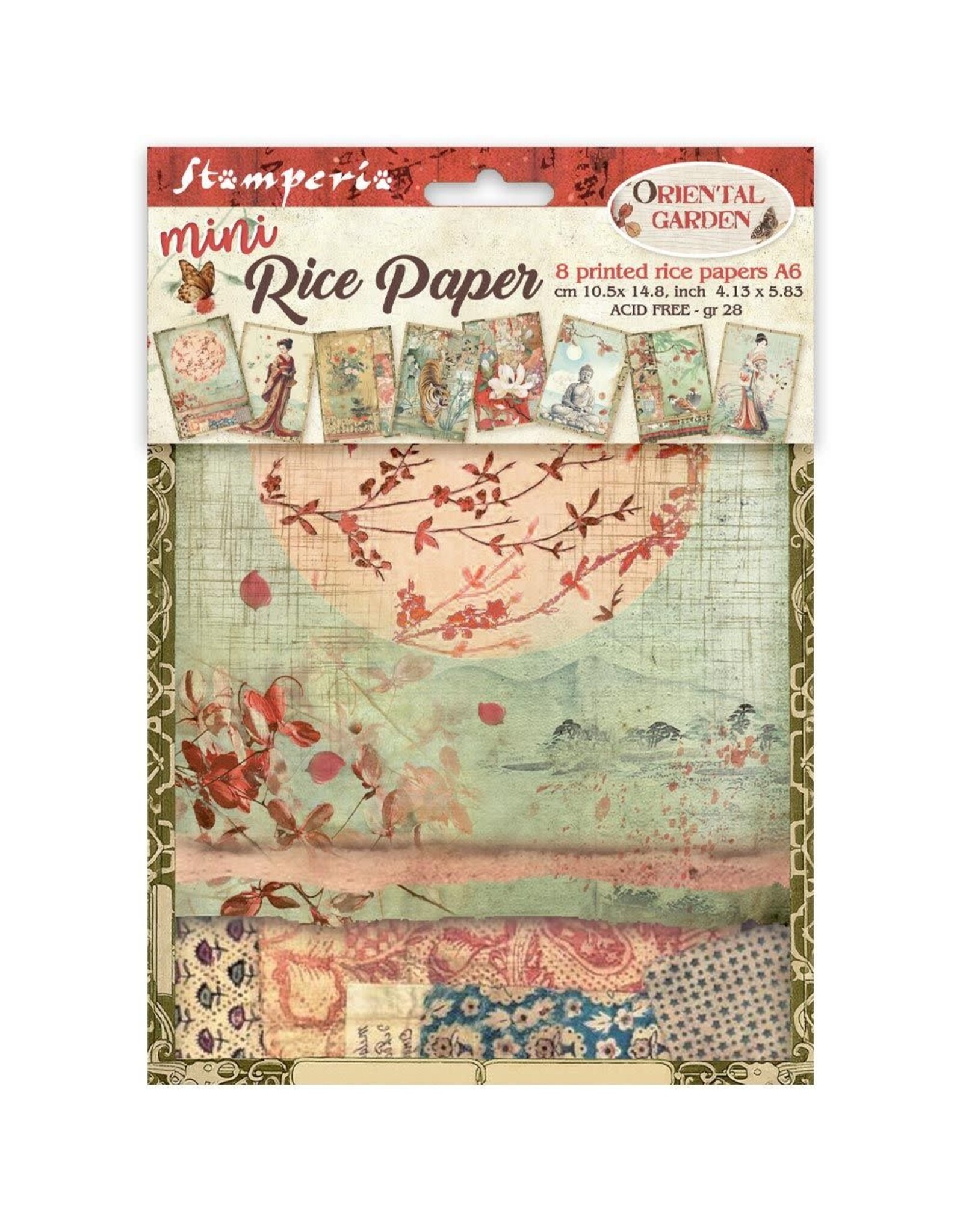 STAMPERIA STAMPERIA ORIENTAL GARDEN A6 MINI RICE PAPER 8/PK