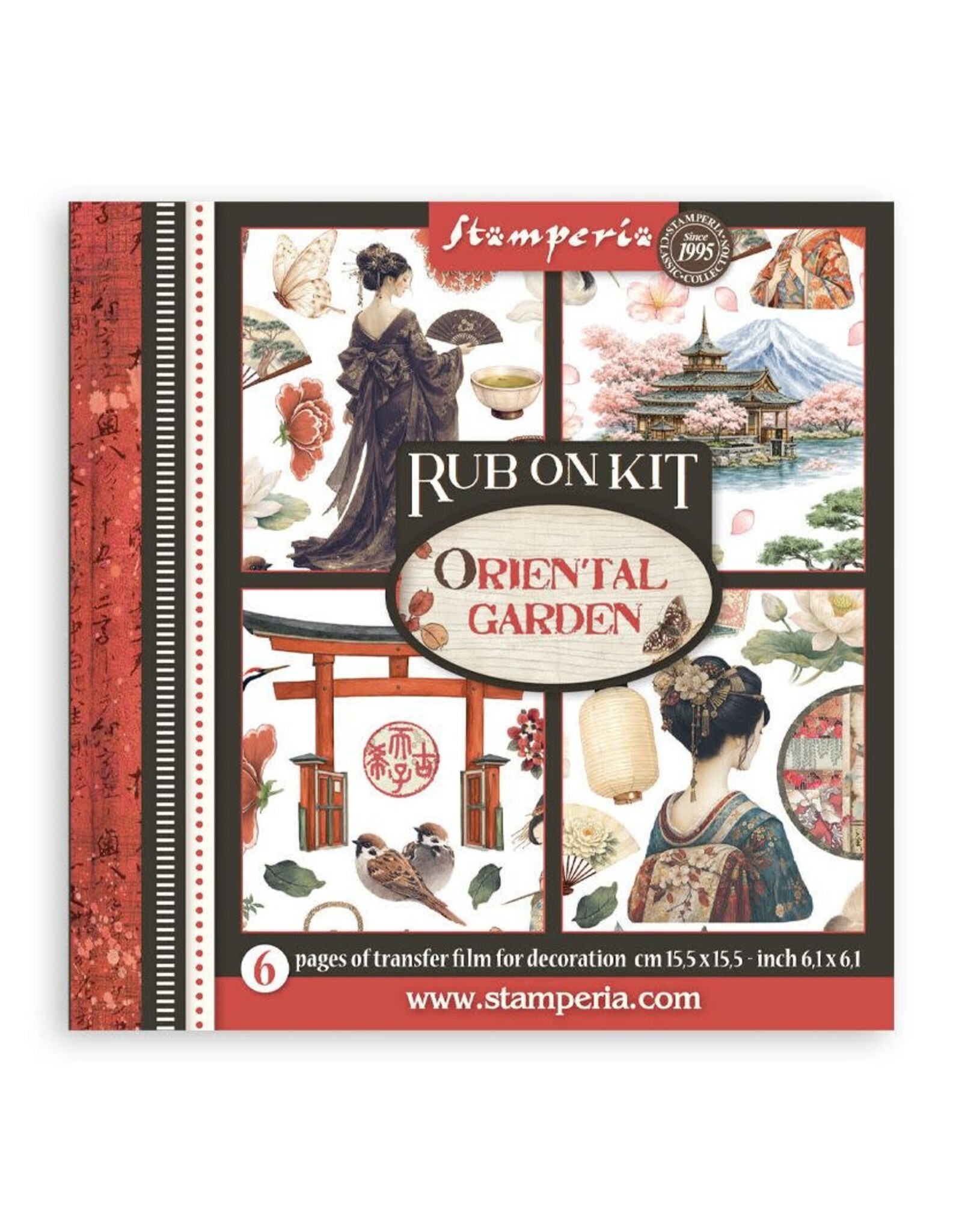 STAMPERIA STAMPERIA ORIENTAL GARDEN ASSORTED RUB-ONS 6/PK