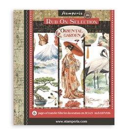 STAMPERIA STAMPERIA ORIENTAL GARDEN 8x9 ASSORTED RUB-ONS 6/PK