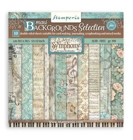 STAMPERIA STAMPERIA SYMPHONY BACKGROUNDS SELECTION 12x12 PAPER PACK 10 SHEETS