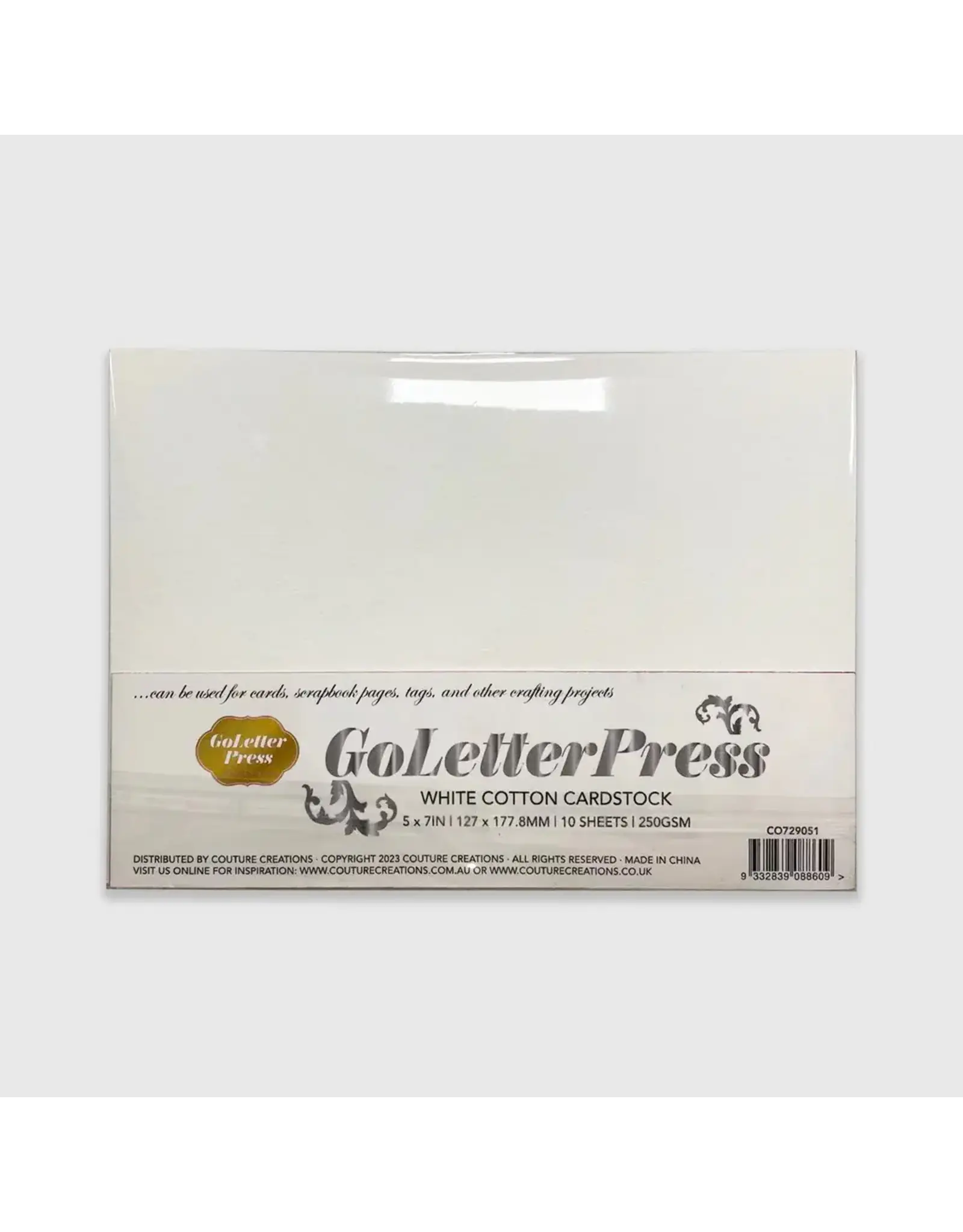 COUTURE CREATIONS COUTURE CREATIONS GOLETTERPRESS WHITE COTTON CARDSTOCK