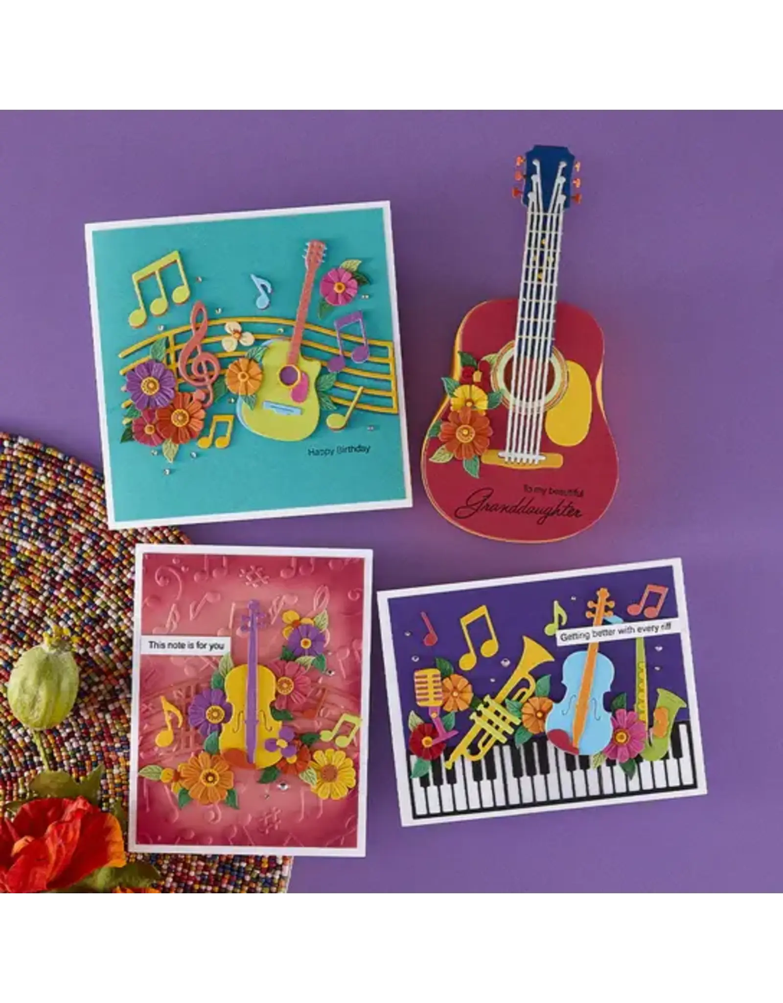 SPELLBINDERS SPELLBINDERS BIBI CAMERON BIBI'S MUSICAL NOTES COLLECTION SMALL INSTRUMENTS DIE SET BUNDLE