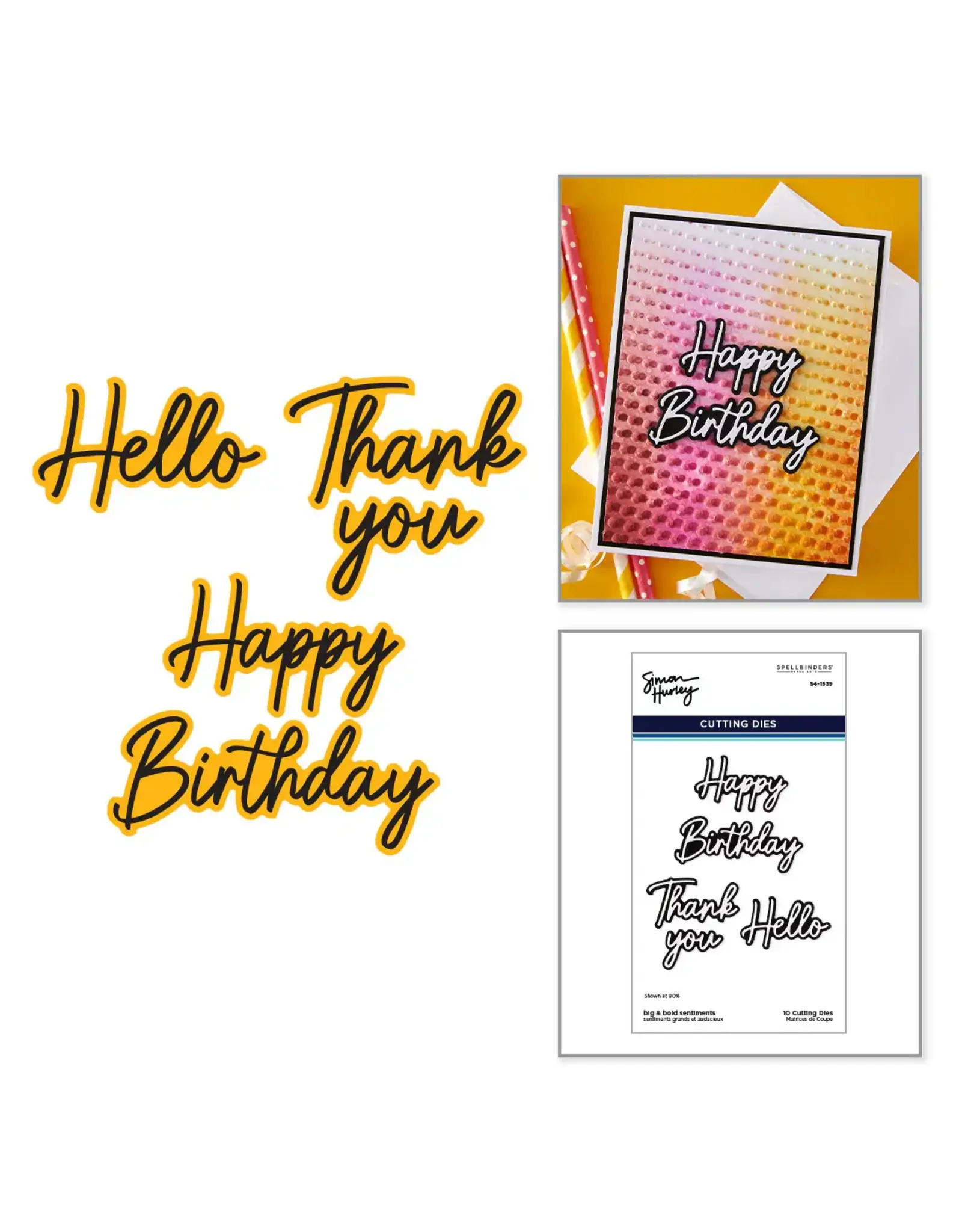 SPELLBINDERS SPELLBINDERS SIMON HURLEY BIG & BOLD SENTIMENTS ETCHED DIE SET