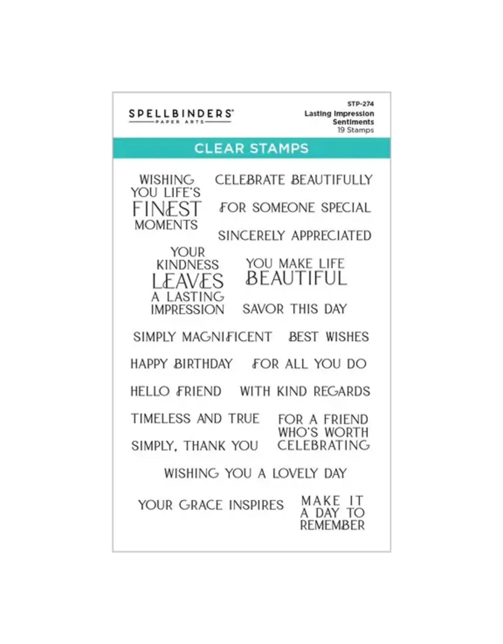 SPELLBINDERS SPELLBINDERS LASTING IMPRESSION SENTIMENTS CLEAR STAMP SET