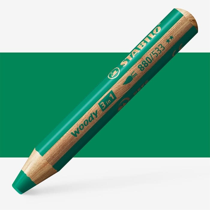 STABILO STABILO DARK GREEN WOODY 3 IN 1 PENCIL