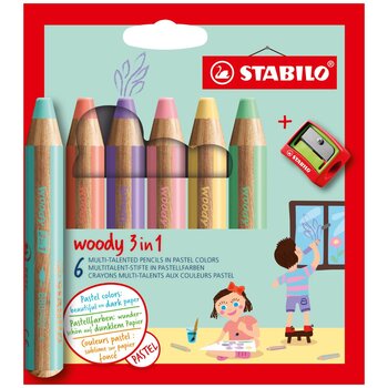 STABILO STABILO WOODY 3 IN 1  6 PASTEL PENCILS SET WITH SHARPENER