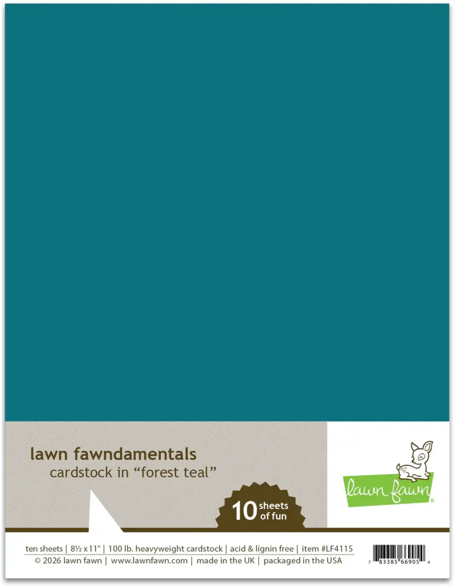 LAWN FAWN LAWN FAWN FOREST TEAL 8.5x11 CARDSTOCK 10/PK