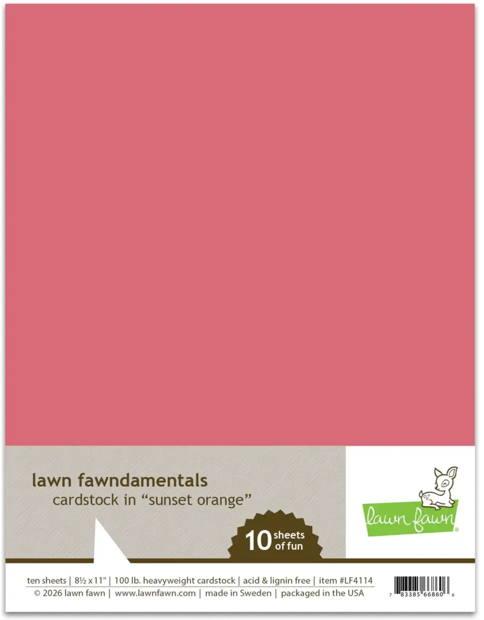 LAWN FAWN LAWN FAWN SUNSET ORANGE 8.5x11 CARDSTOCK 10/PK