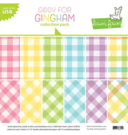 LAWN FAWN LAWN FAWN GIDDY FOR GINGHAM 12x12 COLLECTION PACK 12 SHEETS