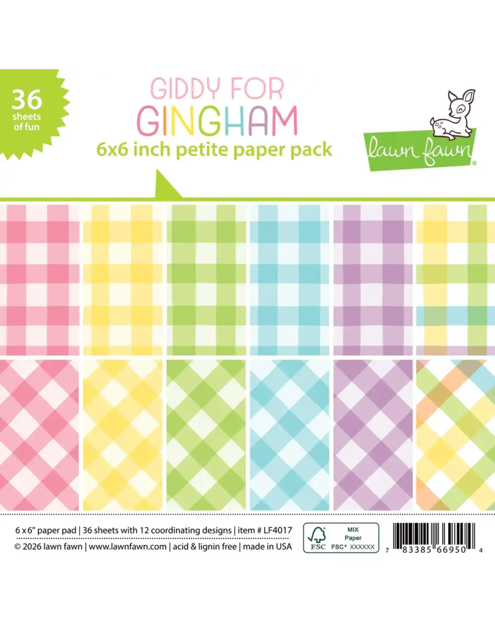 LAWN FAWN LAWN FAWN GIDDY FOR GINGHAM 6x6 PETITE PAPER PACK 36 SHEETS