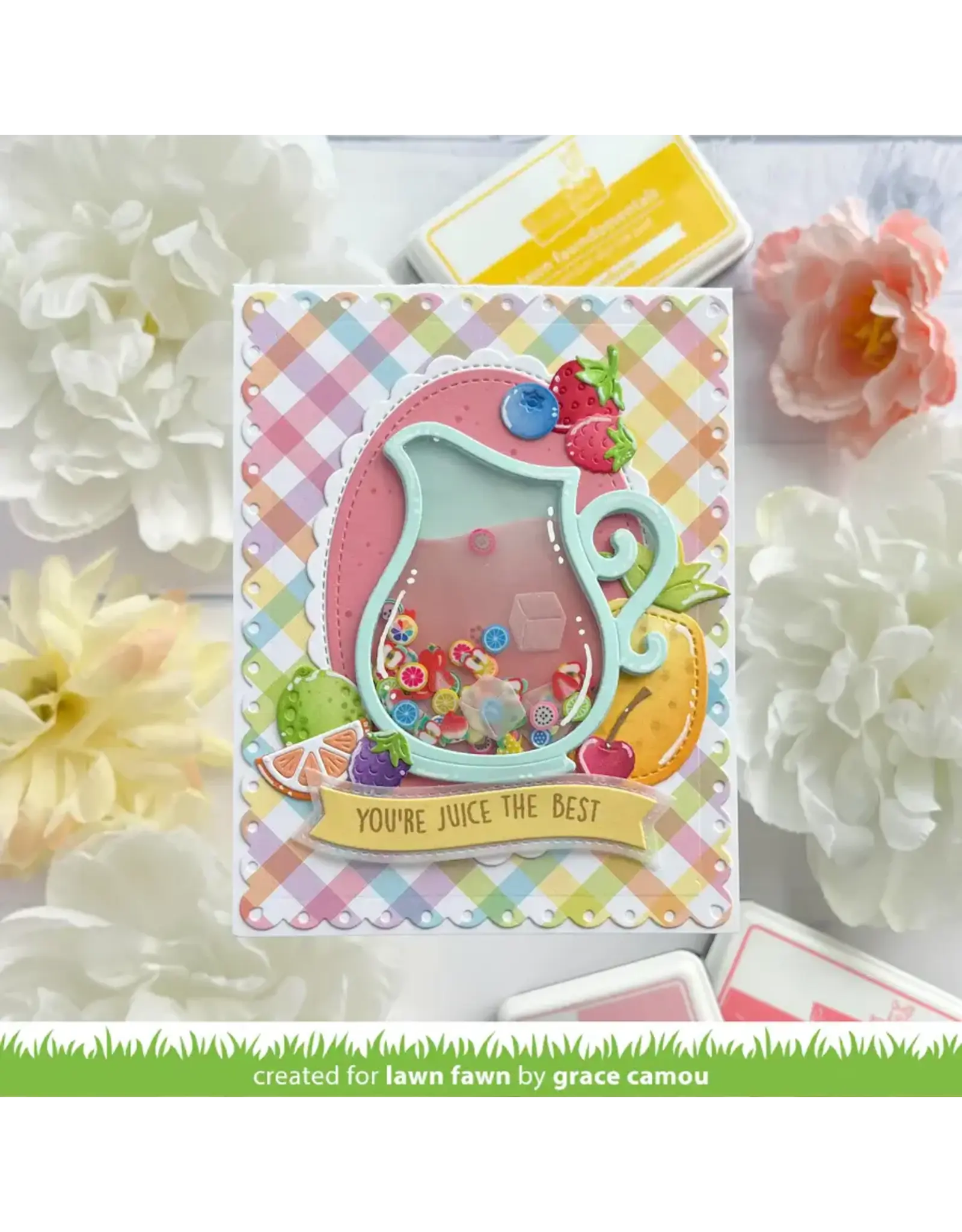 LAWN FAWN LAWN FAWN GIDDY FOR GINGHAM AMBROSIA SALAD 12x12 CARDSTOCK