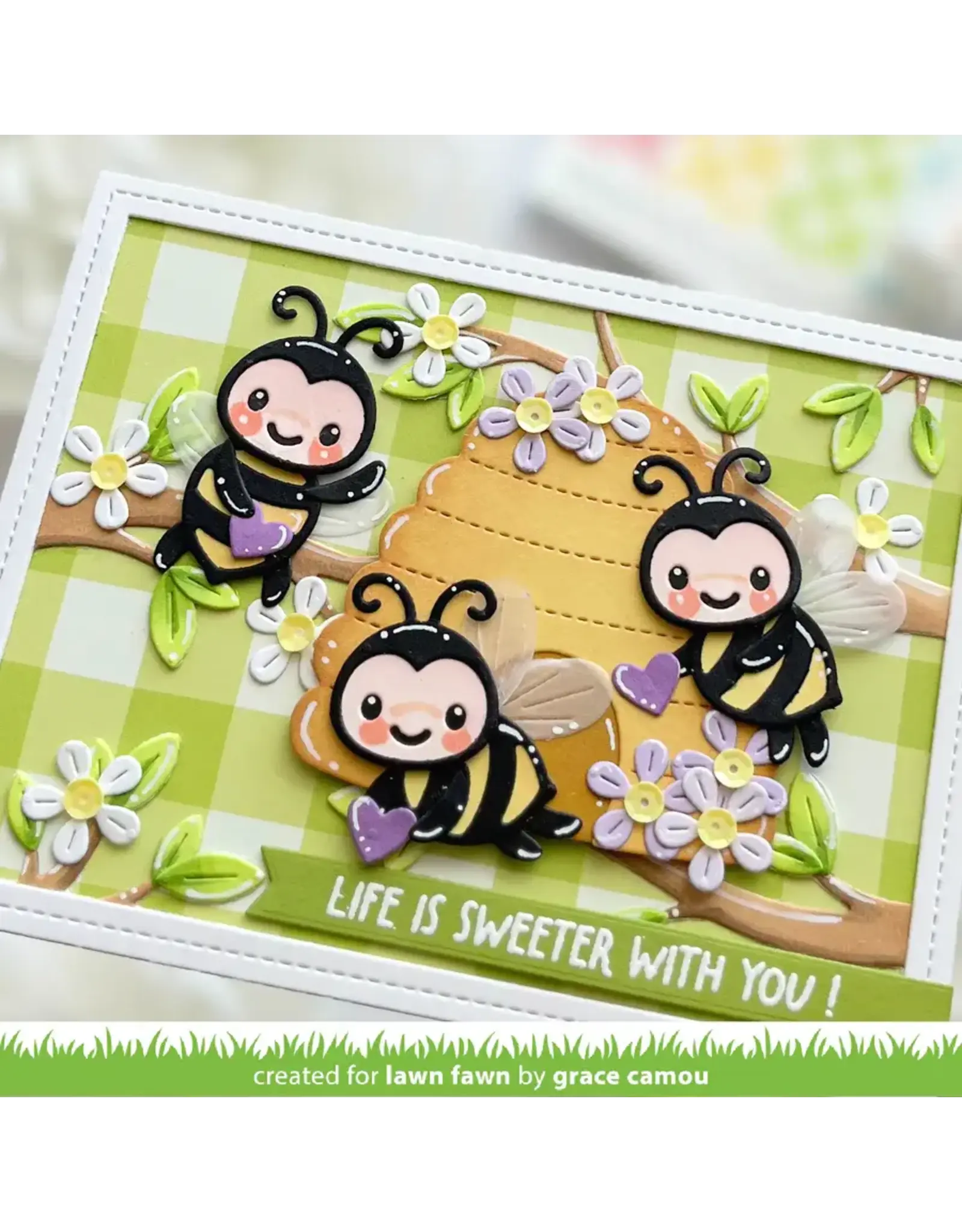 LAWN FAWN LAWN FAWN GIDDY FOR GINGHAM SANDWICHES 12x12 CARDSTOCK