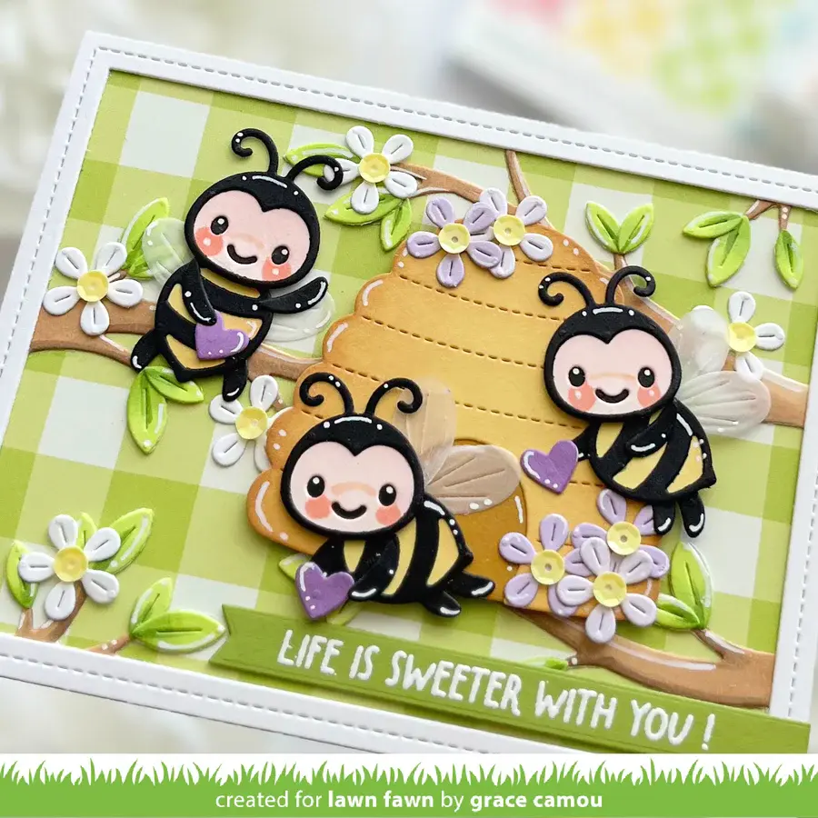 LAWN FAWN LAWN FAWN GIDDY FOR GINGHAM SANDWICHES 12x12 CARDSTOCK