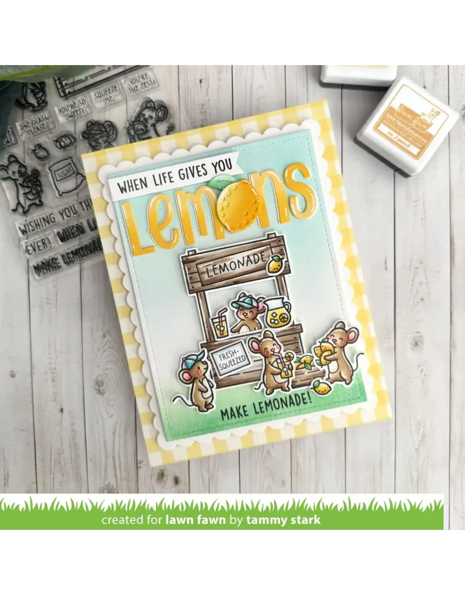 LAWN FAWN LAWN FAWN GIDDY FOR GINGHAM PICNIC BASKET 12x12 CARDSTOCK
