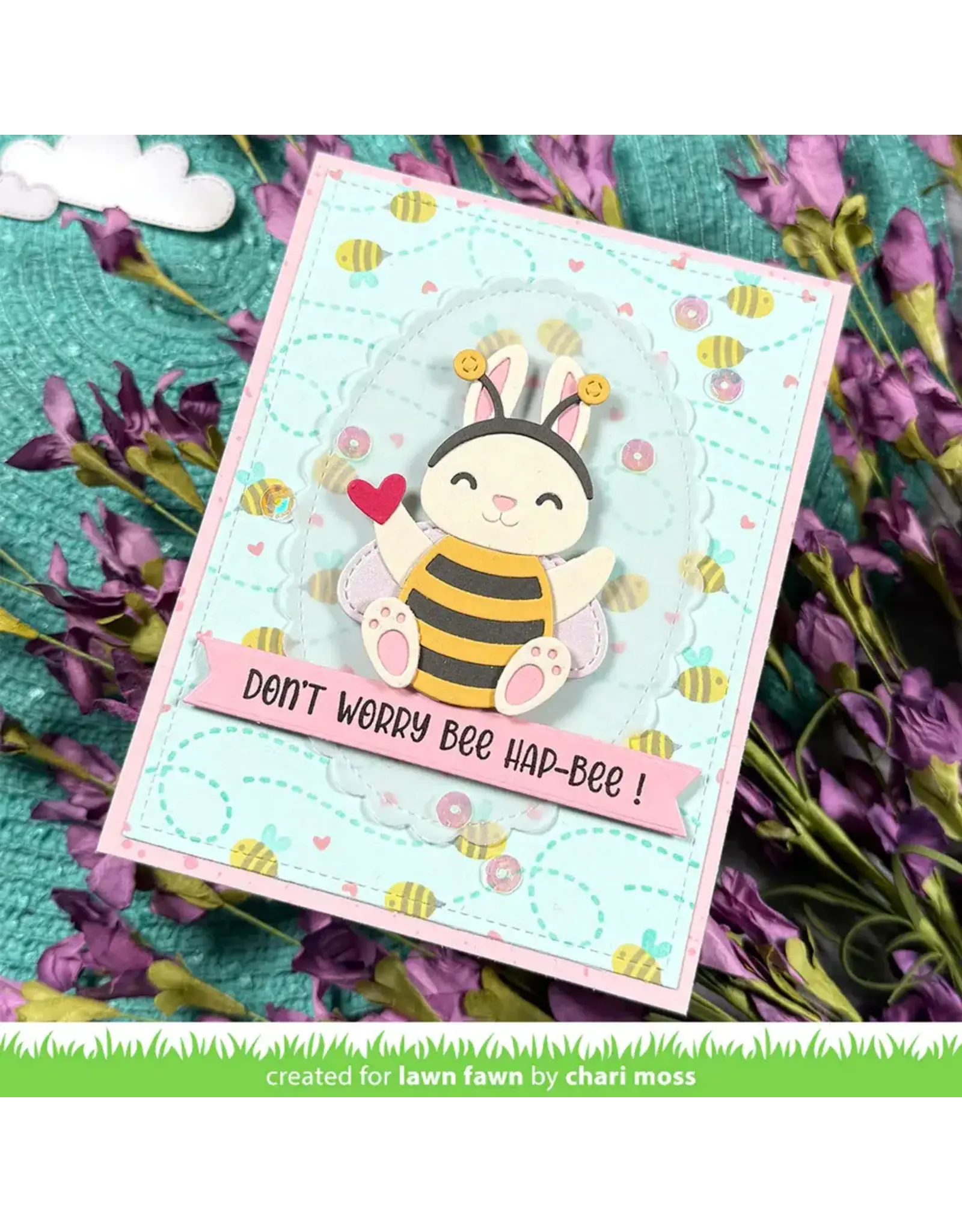 LAWN FAWN LAWN FAWN BEE HAPPY 6x6 BACKGROUND STENCIL SET 4/PK