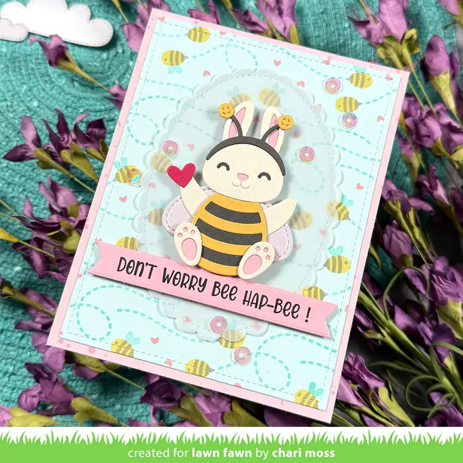LAWN FAWN LAWN FAWN BEE HAPPY 6x6 BACKGROUND STENCIL SET 4/PK