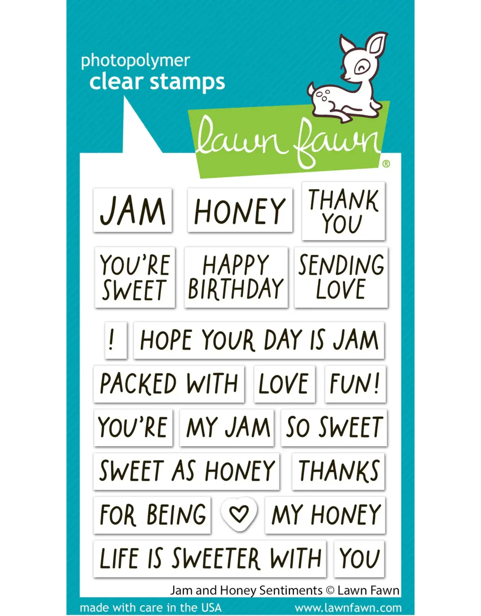 LAWN FAWN LAWN FAWN JAM AND HONEY SENTIMENTS CLEAR STAMP SET