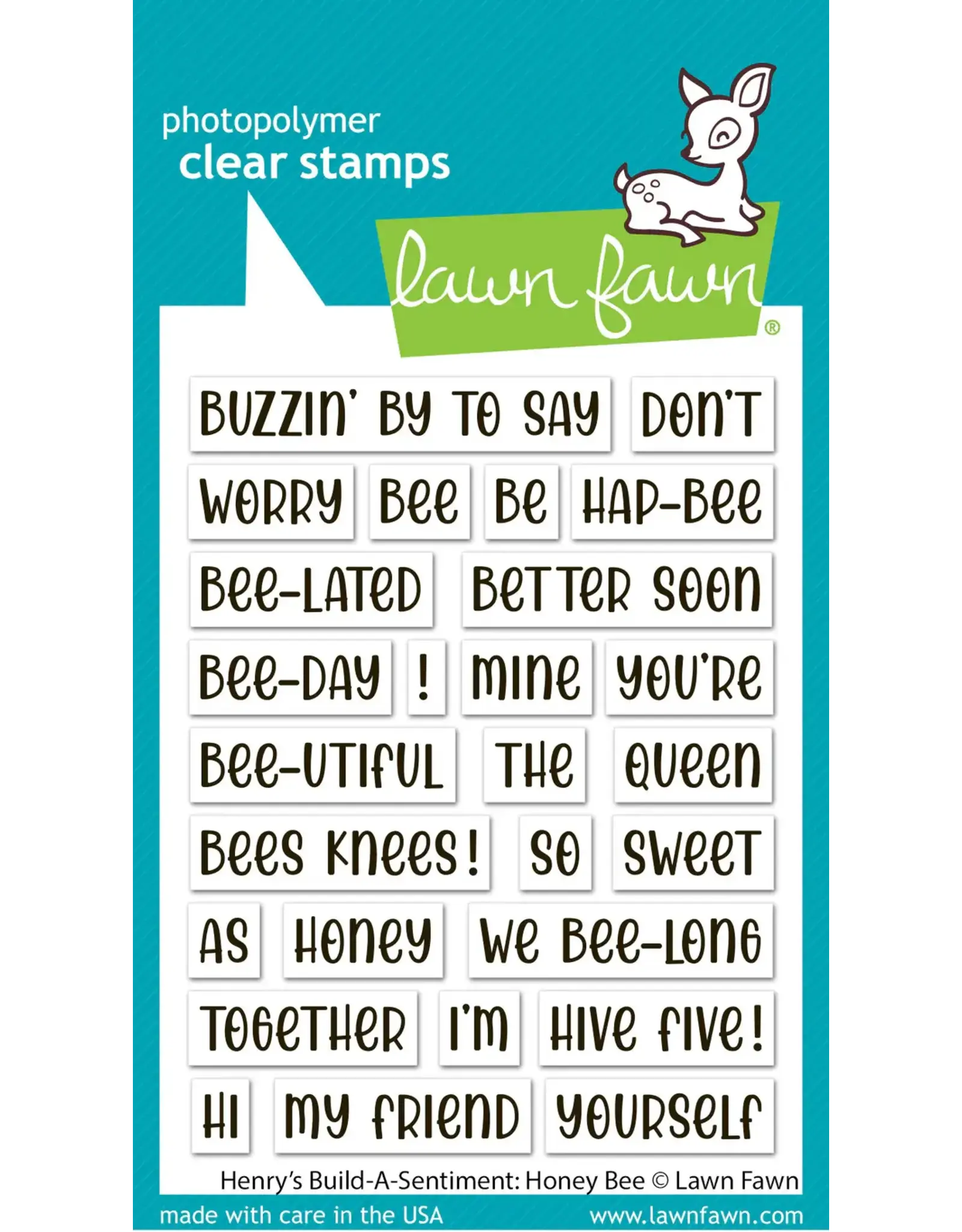 LAWN FAWN LAWN FAWN HENRY'S BUILD-A-SENTIMENT: HONEY BEE CLEAR STAMP SET