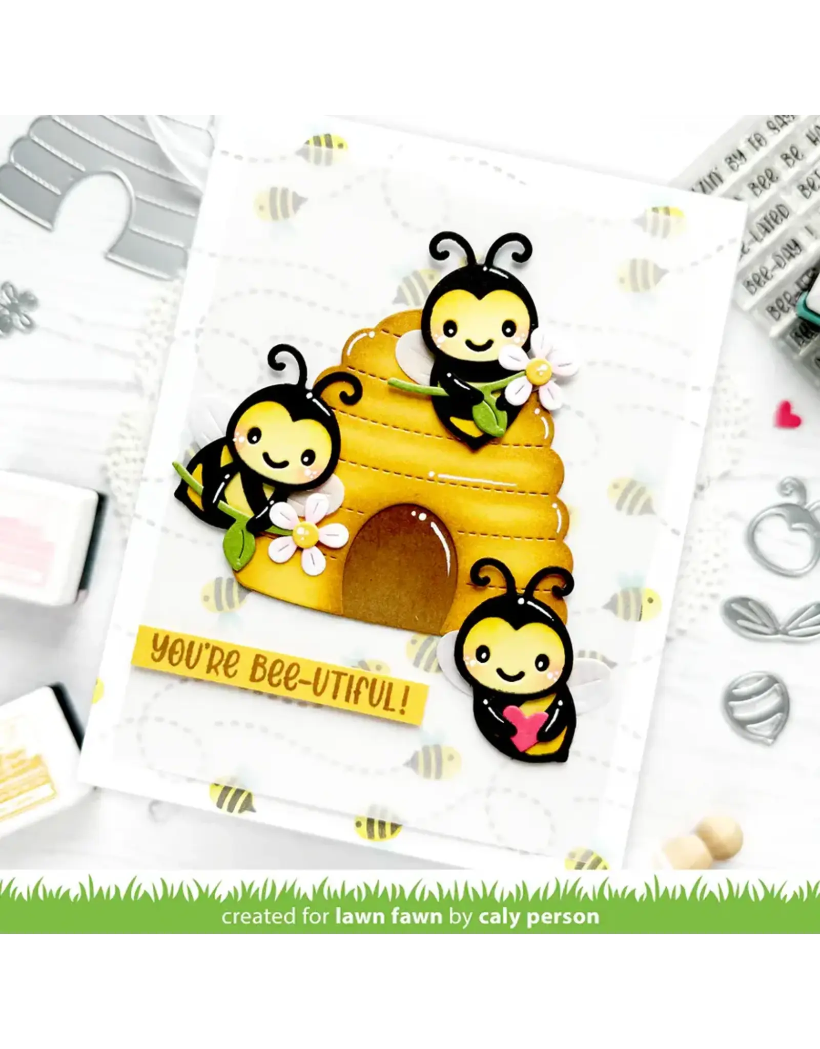 LAWN FAWN LAWN FAWN HENRY'S BUILD-A-SENTIMENT: HONEY BEE CLEAR STAMP SET