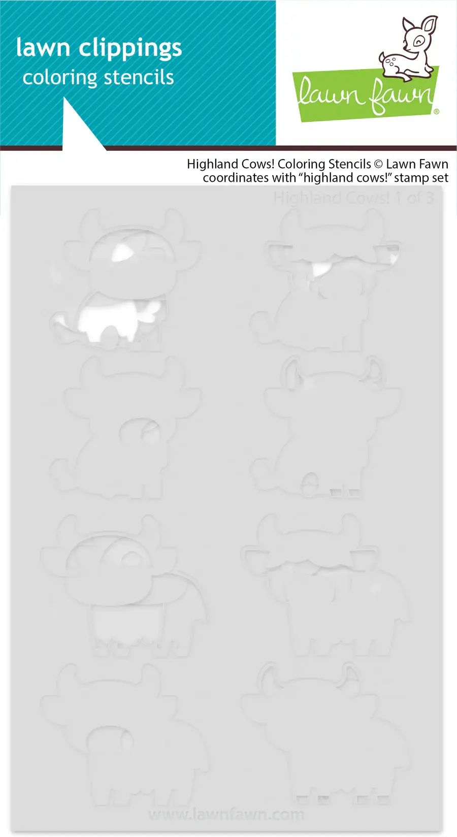 LAWN FAWN LAWN FAWN HIGHLAND COWS! COLORING STENCIL SET